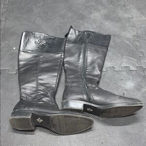 Vera Wang Black Leather 17” High Zip Up Boots